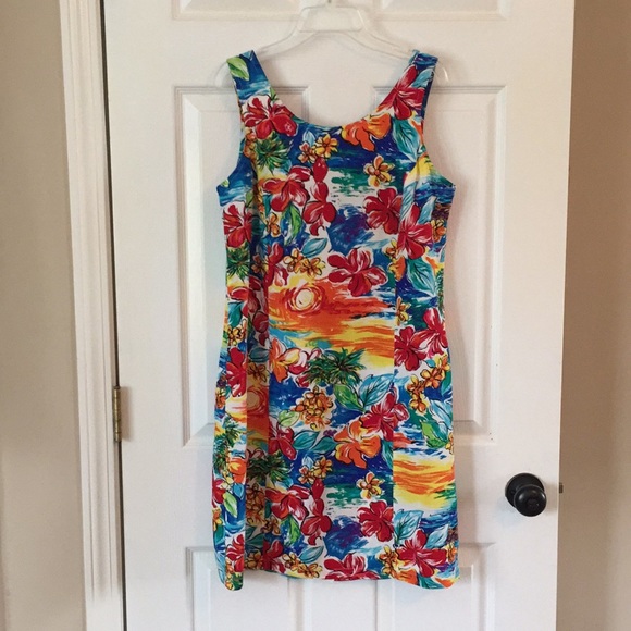 Fun Bright Tropical print Dress by Palm Bay - Picture 1 of 8